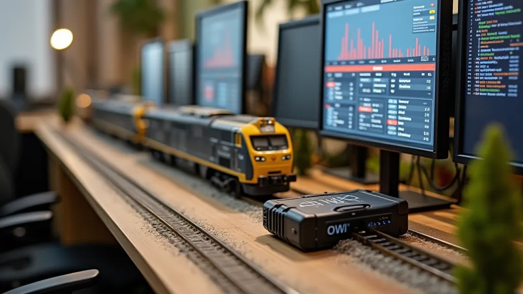 Modern model train setup with DCC command station and booster