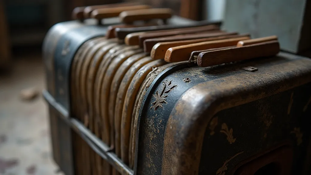 Antique accordion close-up
