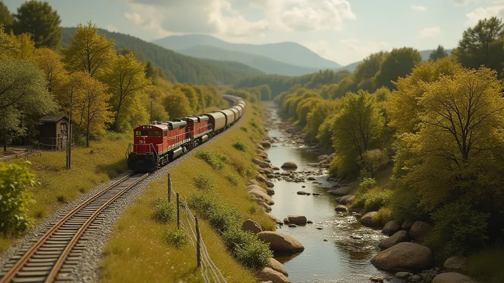 Complete miniature railroad layout