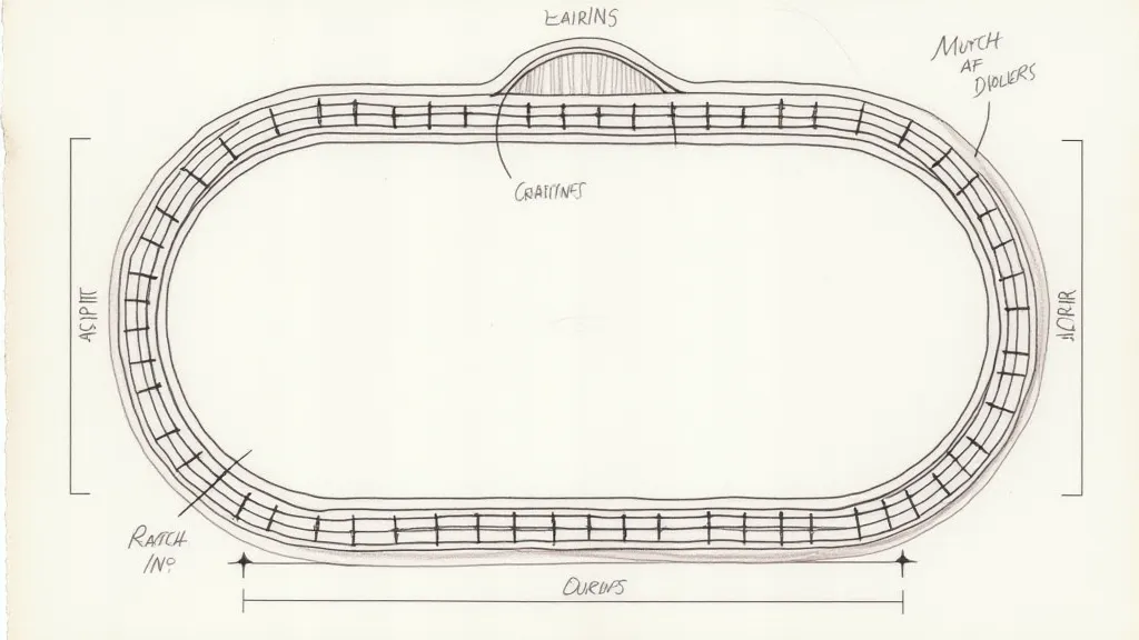 Hand drawn sketch of a model train layout
