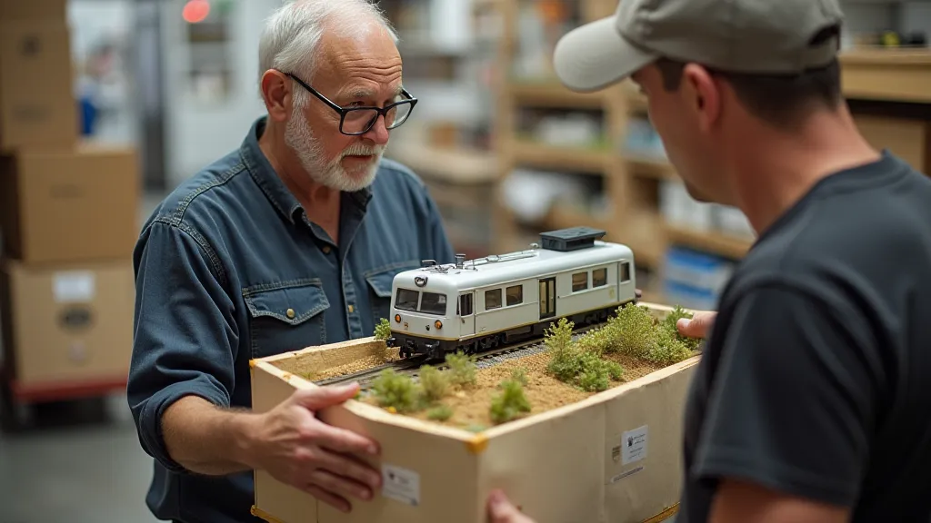 Two hobbyists transporting a model railroad module