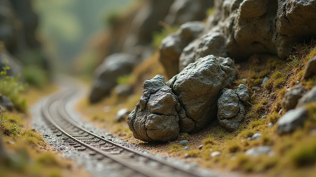 Detailed rock formation on a model mountain