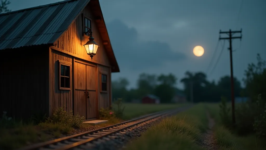 Rural Scene with Lantern and Moon Lighting